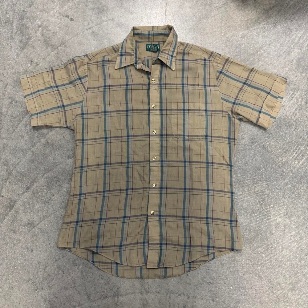 Vintage Brown Button Up Mens Classics Medium Casual Shirt Western Essential